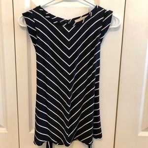 LOFT Short Sleeve Striped Blouse with Tie XXSP